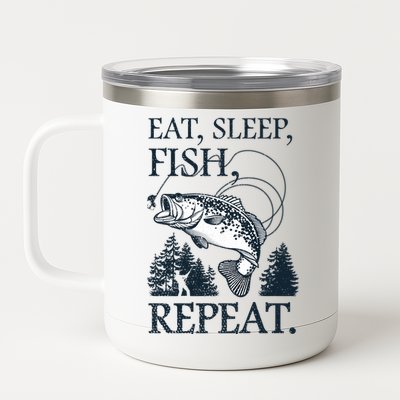 Eat Sleep Fish Repeat 12 oz Stainless Steel Tumbler Cup