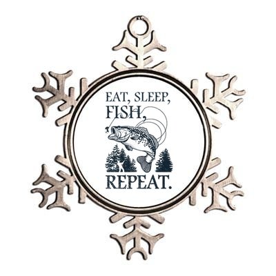 Eat Sleep Fish Repeat Metallic Star Ornament