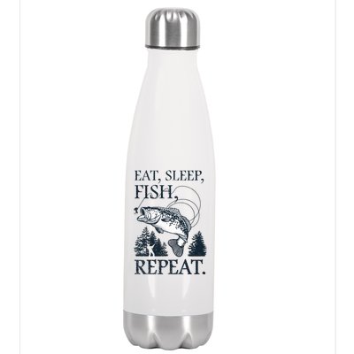 Eat Sleep Fish Repeat Stainless Steel Insulated Water Bottle