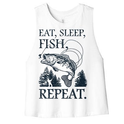 Eat Sleep Fish Repeat Women's Racerback Cropped Tank