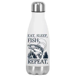 Eat Sleep Fish Repeat Stainless Steel Insulated Water Bottle