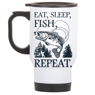 Eat Sleep Fish Repeat Stainless Steel Travel Mug