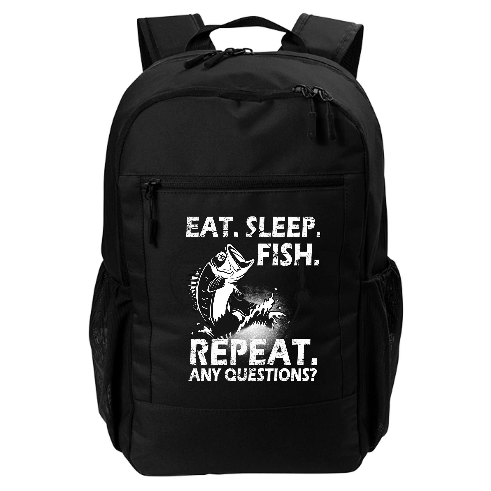 Eat Sleep Fish Repeat Any Questions Backpack