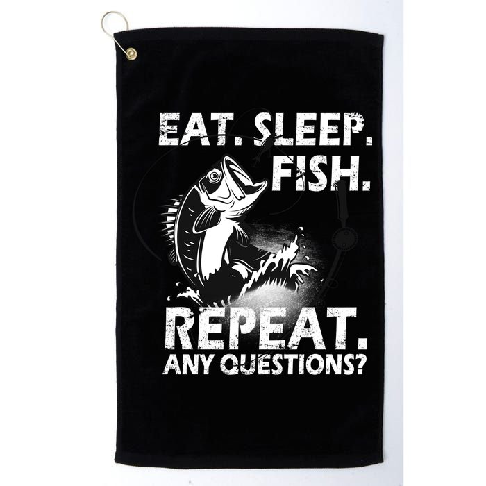 Eat Sleep Fish Repeat Any Questions Golf Towel
