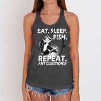 Eat Sleep Fish Repeat Any Questions Women's Knotted Racerback Tank