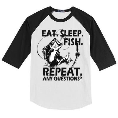 Eat Sleep Fish Repeat Any Questions Kids Colorblock Raglan Jersey