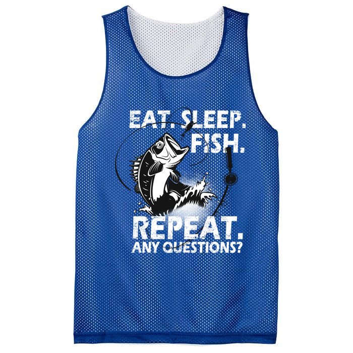 Eat Sleep Fish Repeat Any Questions Mesh Reversible Basketball Jersey Tank