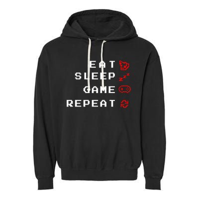 Eat Sleep Game Repeat Garment-Dyed Fleece Hoodie