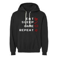 Eat Sleep Game Repeat Garment-Dyed Fleece Hoodie