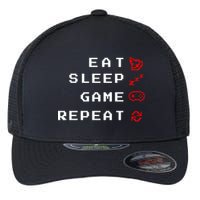 Eat Sleep Game Repeat Flexfit Unipanel Trucker Cap
