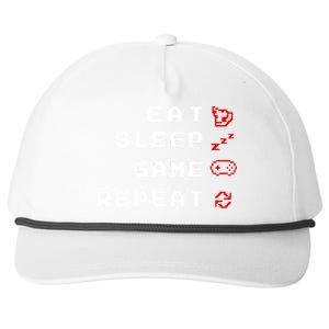 Eat Sleep Game Repeat Snapback Five-Panel Rope Hat