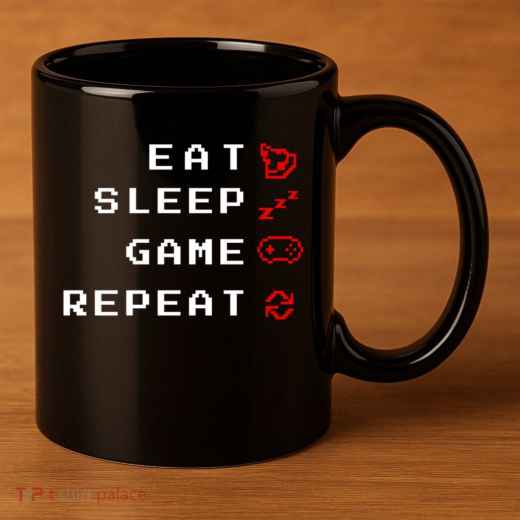 Eat Sleep Game Repeat 11oz C Handle Ceramic Mug