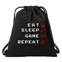 Eat Sleep Game Repeat Drawstring Bag