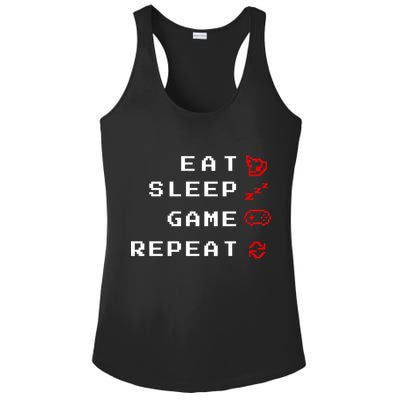 Eat Sleep Game Repeat Ladies PosiCharge Competitor Racerback Tank