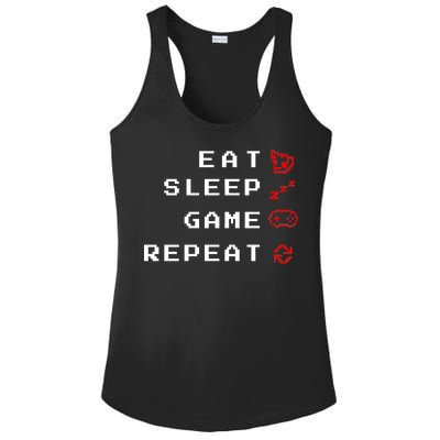 Eat Sleep Game Repeat Ladies PosiCharge Competitor Racerback Tank