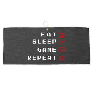 Eat Sleep Game Repeat Large Microfiber Waffle Golf Towel