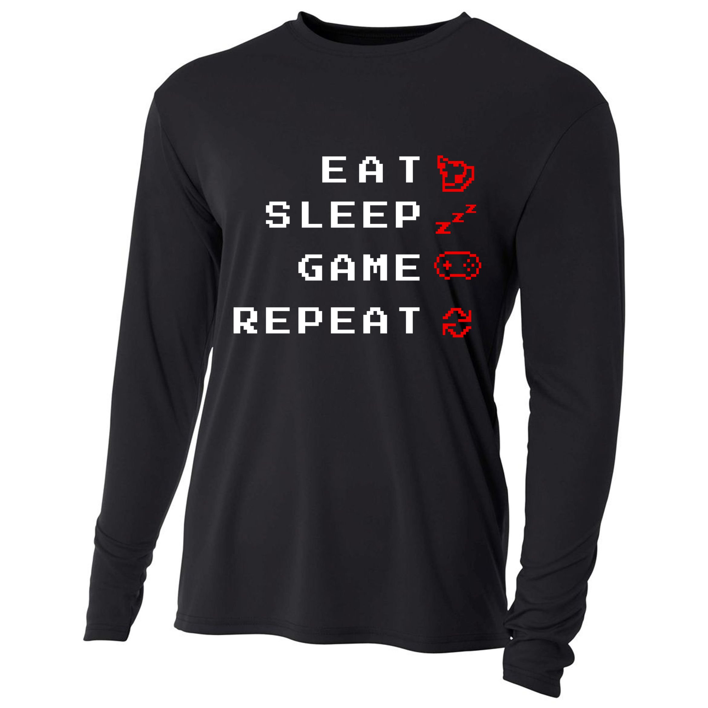 Eat Sleep Game Repeat Cooling Performance Long Sleeve Crew