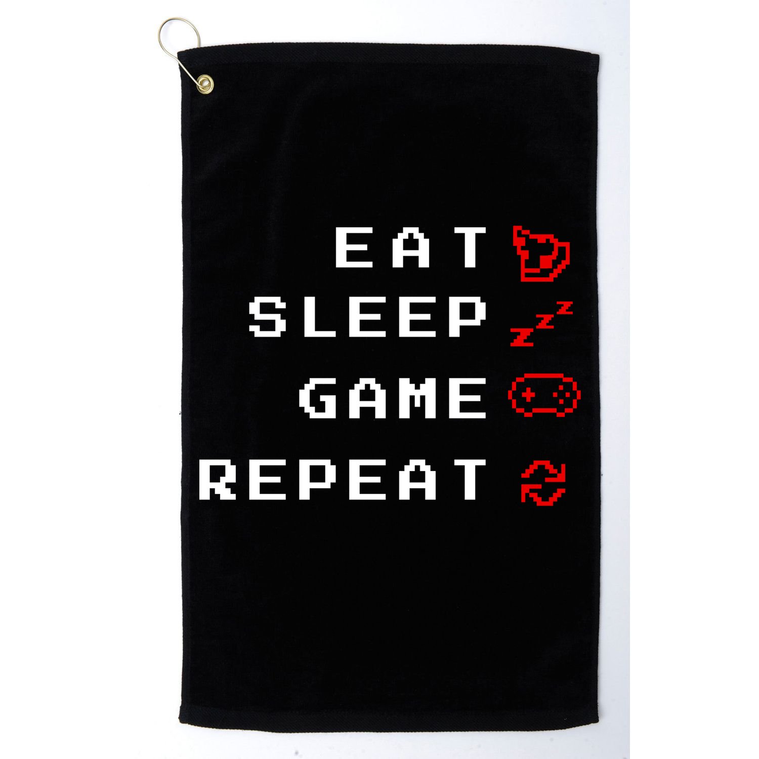 Eat Sleep Game Repeat Golf Towel