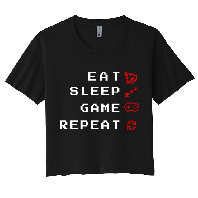Eat Sleep Game Repeat Crop Top