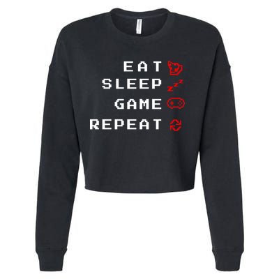 Eat Sleep Game Repeat Cropped Pullover Crew