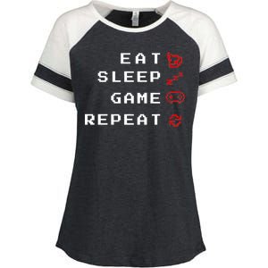 Eat Sleep Game Repeat Enza Ladies Jersey Colorblock Tee