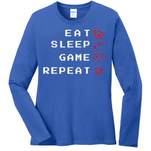 Eat Sleep Game Repeat Ladies Long Sleeve Shirt