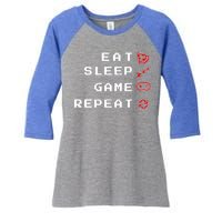 Eat Sleep Game Repeat Women's Tri-Blend 3/4-Sleeve Raglan Shirt