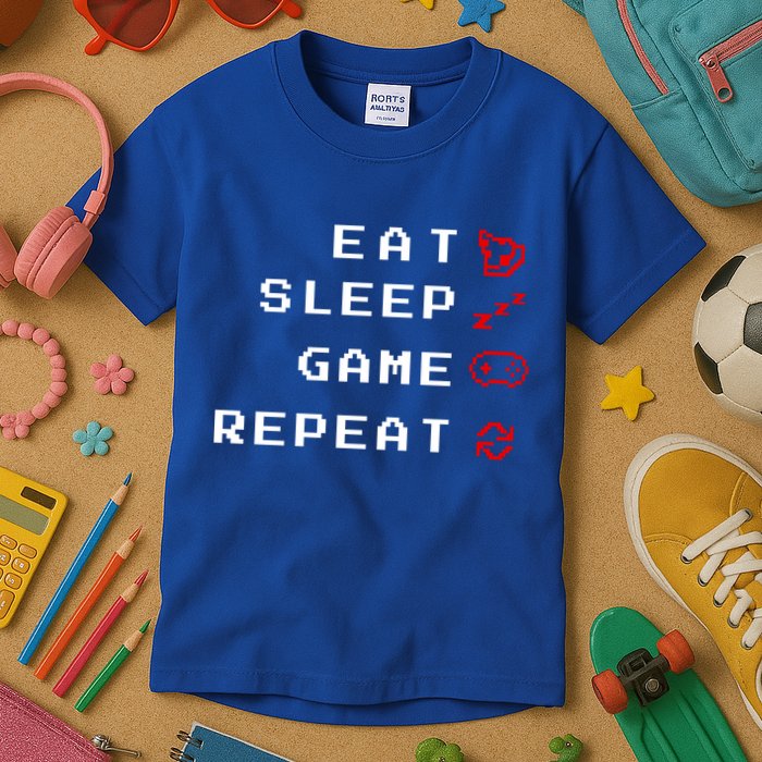 Eat Sleep Game Repeat Kids T-Shirt