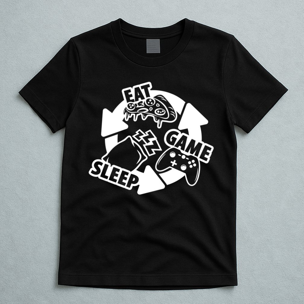 Eat Sleep Game Repeat Funny Gamer T-Shirt