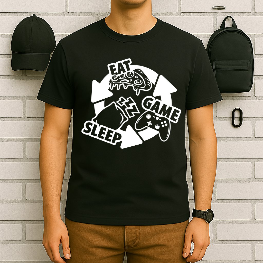 Eat Sleep Game Repeat Funny Gamer T-Shirt