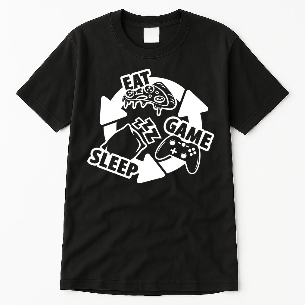 Eat Sleep Game Repeat Funny Gamer Tall T-Shirt