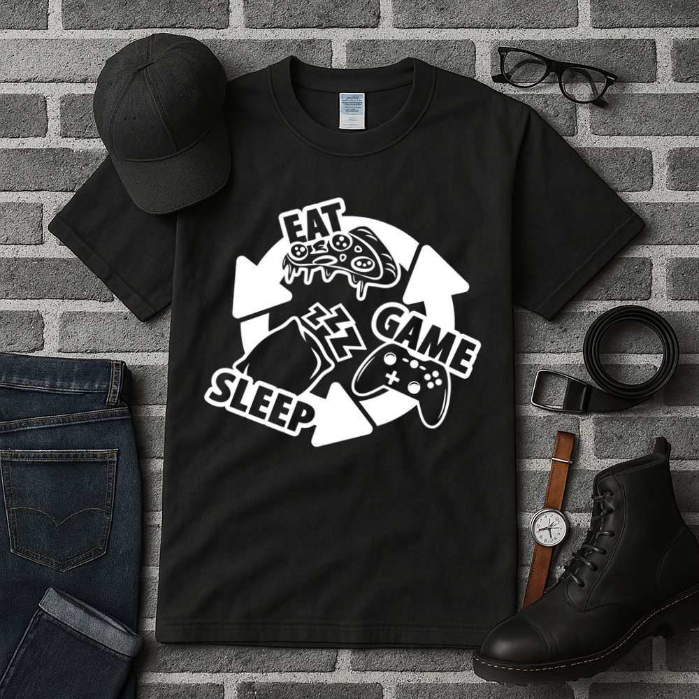 Eat Sleep Game Repeat Funny Gamer Tall T-Shirt