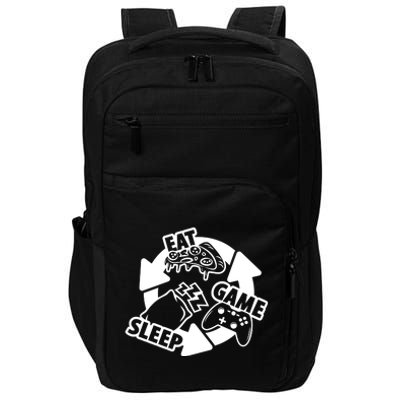 Eat Sleep Game Repeat Funny Gamer Impact Tech Backpack