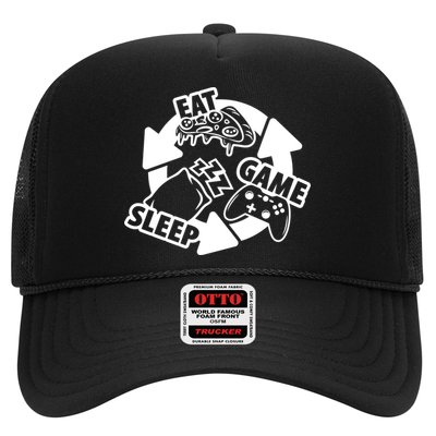 Eat Sleep Game Repeat Funny Gamer Trucker Hat