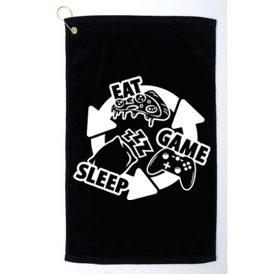 Eat Sleep Game Repeat Funny Gamer Platinum Collection Golf Towel