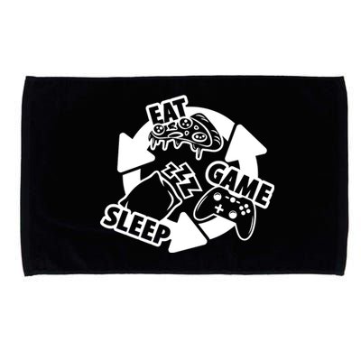 Eat Sleep Game Repeat Funny Gamer Microfiber Hand Towel