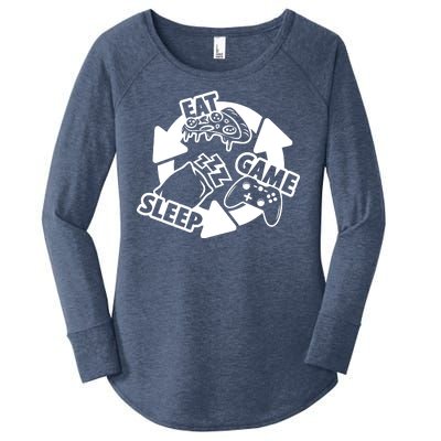 Eat Sleep Game Repeat Funny Gamer Women's Perfect Tri Tunic Long Sleeve Shirt