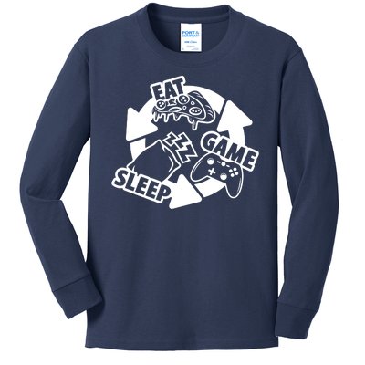 Eat Sleep Game Repeat Funny Gamer Kids Long Sleeve Shirt