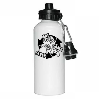 Eat Sleep Game Repeat Funny Gamer Aluminum Water Bottle