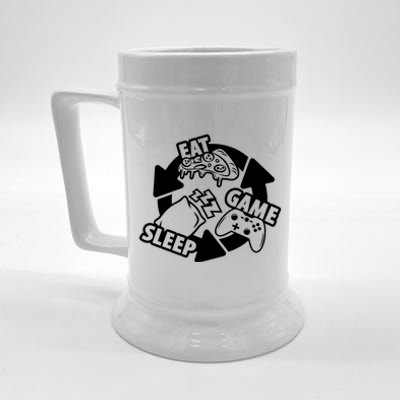 Eat Sleep Game Repeat Funny Gamer Beer Stein