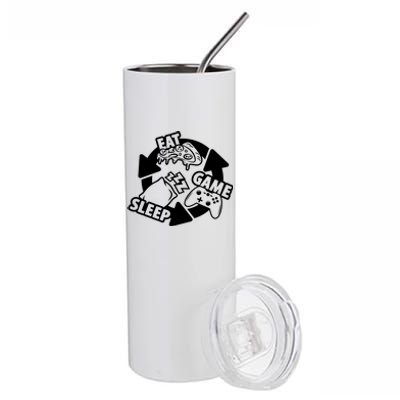 Eat Sleep Game Repeat Funny Gamer Stainless Steel Tumbler