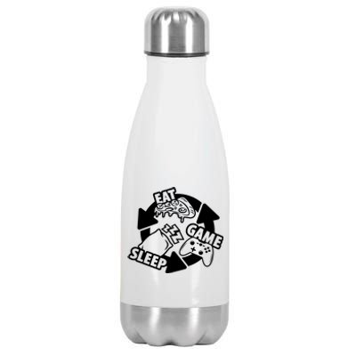 Eat Sleep Game Repeat Funny Gamer Stainless Steel Insulated Water Bottle