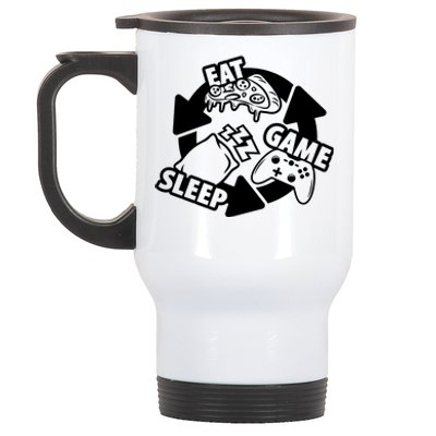 Eat Sleep Game Repeat Funny Gamer Stainless Steel Travel Mug