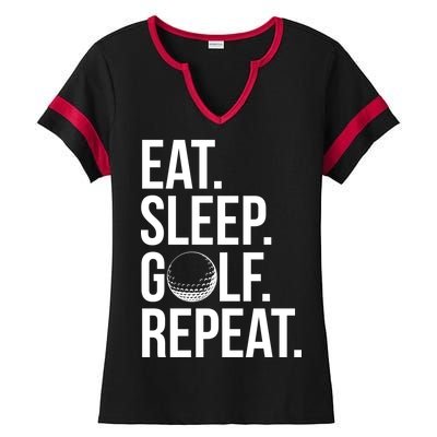 Eat Sleep Golf Repeat Ladies Halftime Notch Neck Tee