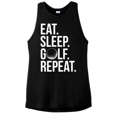 Eat Sleep Golf Repeat Ladies PosiCharge Tri-Blend Wicking Tank