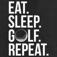 Eat Sleep Golf Repeat 7 Panel Mesh Trucker Snapback Hat