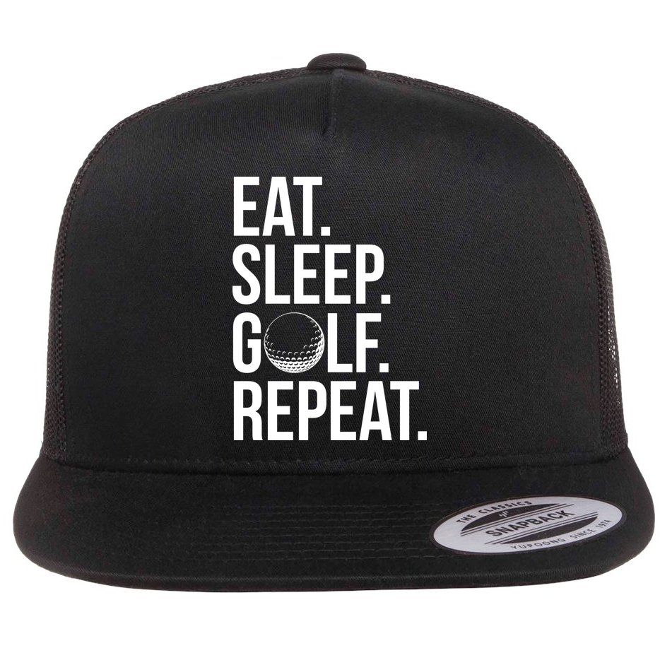 Eat Sleep Golf Repeat Flat Bill Trucker Hat