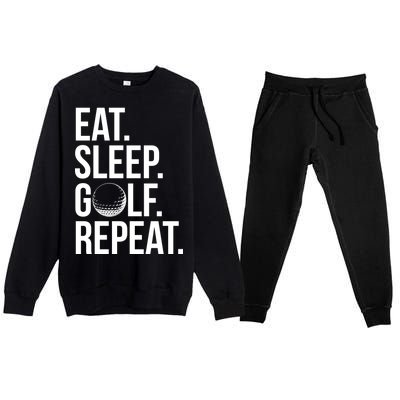 Eat Sleep Golf Repeat Premium Crewneck Sweatsuit Set