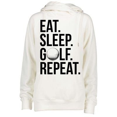 Eat Sleep Golf Repeat Womens Funnel Neck Pullover Hood