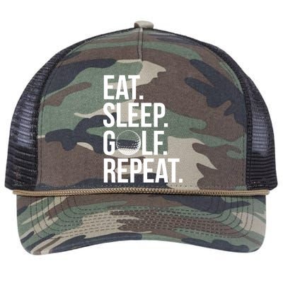 Eat Sleep Golf Repeat Retro Rope Trucker Hat Cap